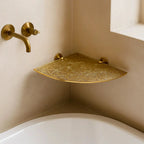 Unlacquered Brass Corner Shelf - AtlasFinest