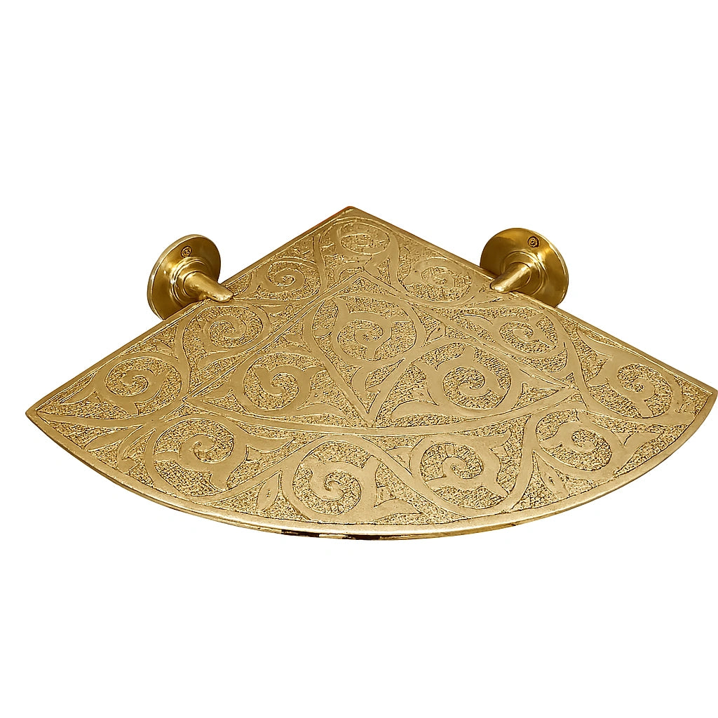 Unlacquered Brass Corner Shelf