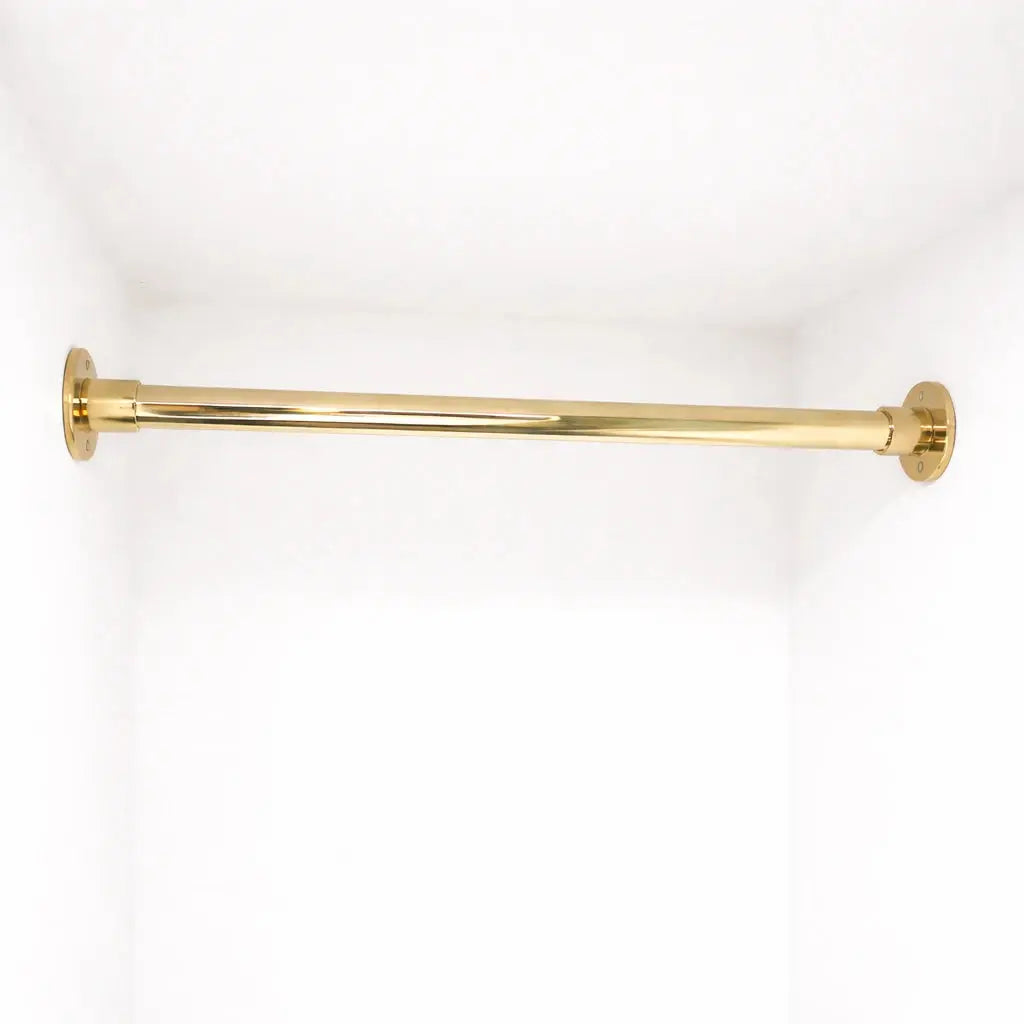 Unlacquered Brass Shower Curtain Rod With Solid Brass Rings Handcrafted Bathroom Hardware by Atlas Finest - AtlasFinest
