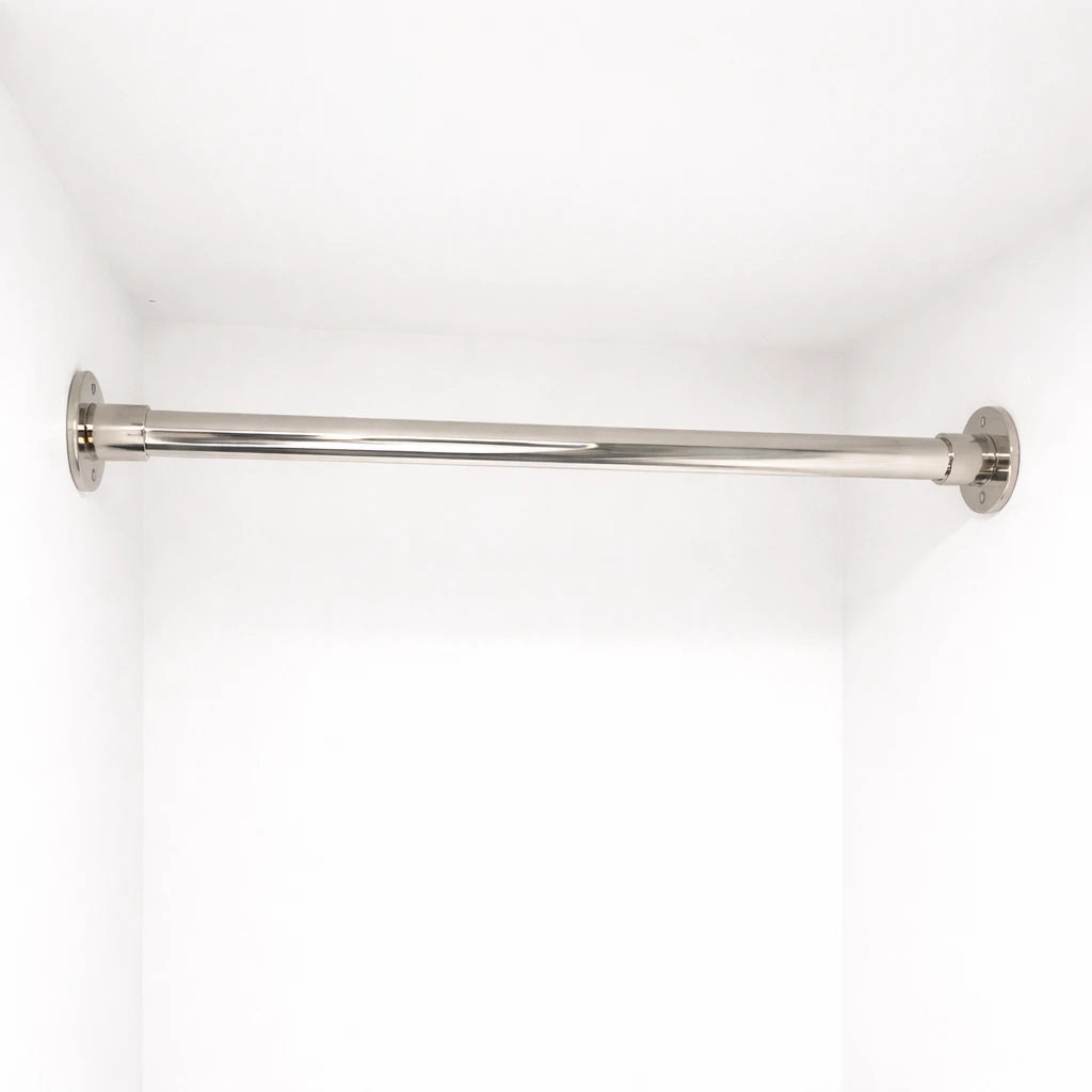 Unlacquered Brass Shower Curtain Rod With Solid Brass Rings Handcrafted Bathroom Hardware by Atlas Finest