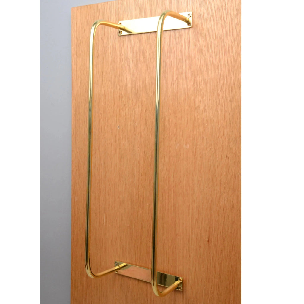 Luxury wall-mounted brass towel holder for bathroom storage – vertical double bar design by Atlas Finest