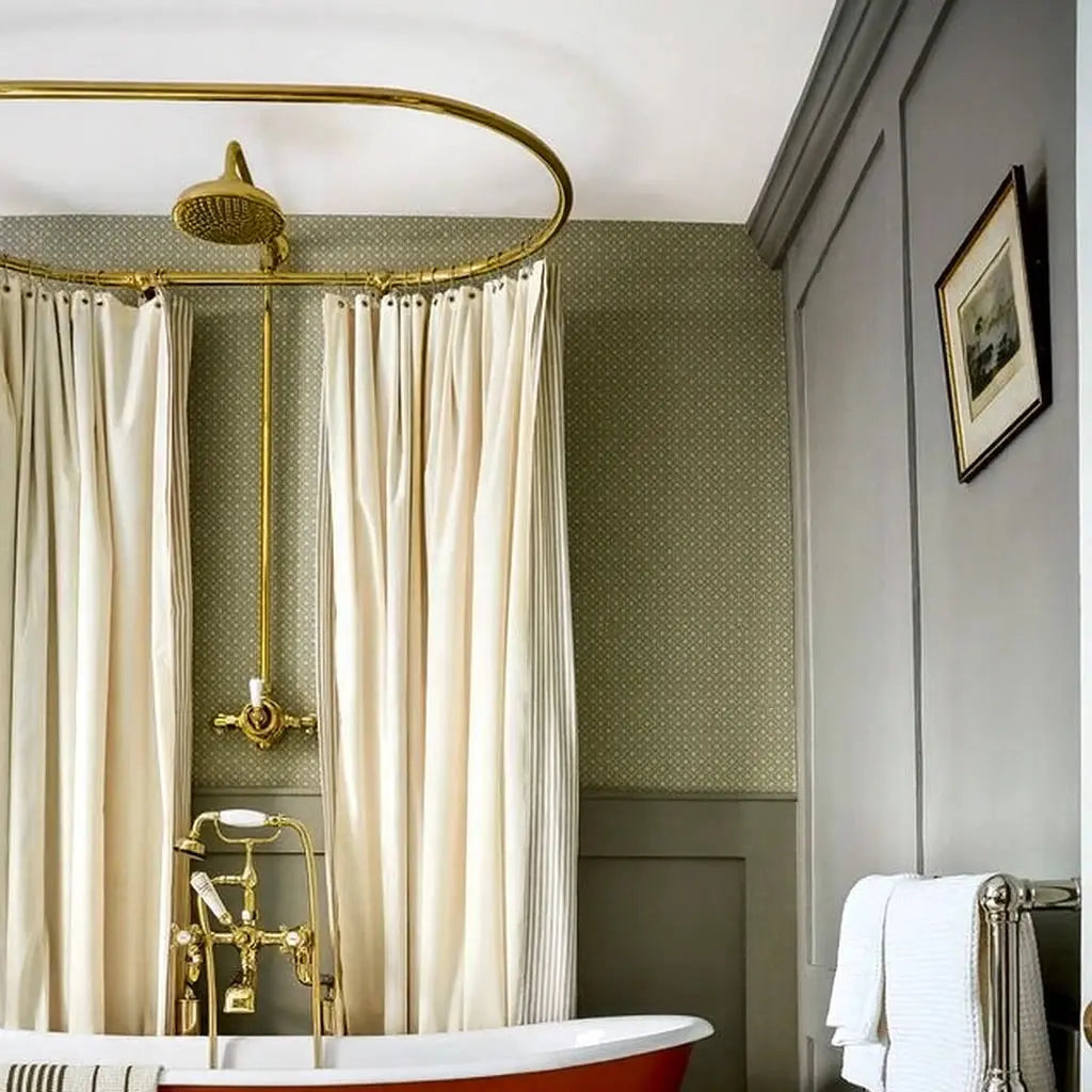 Unlacquered brass shower curtain rod ,Unlacquered Brass Bathroom Rail For Curtain - AtlasFinest