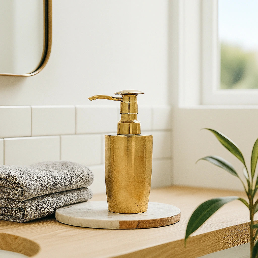 Unlacquered Brass Soap Dispenser, Dispenser Pump