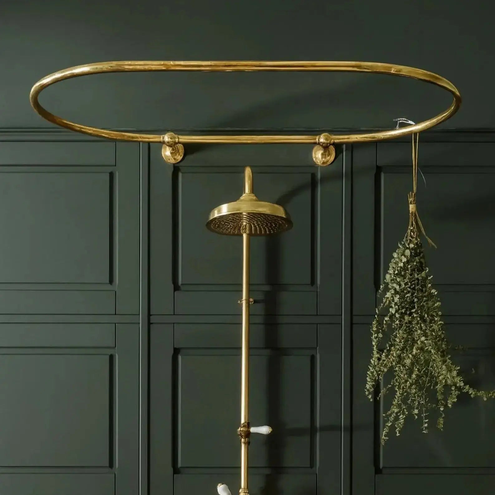 Unlacquered brass shower curtain rod ,Unlacquered Brass Bathroom Rail For Curtain - AtlasFinest