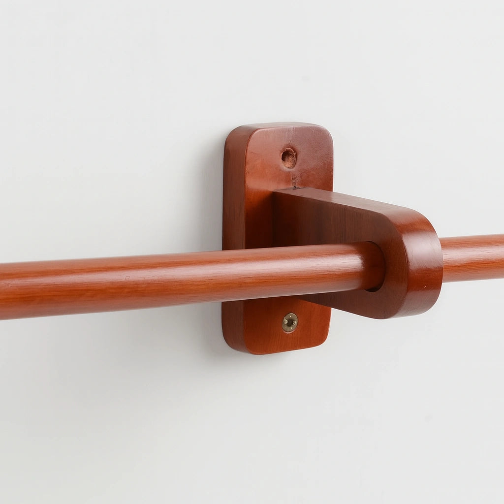 red Wooden Curtain Rod with Wall-Mounted Bracket for Elegant and Classic Home Décor – Atlas Finest