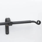 Wrought Iron Curtain Rod With Finials And Wall Supports, Wide Curtain Rods, DDP Express Shipping - AtlasFinest