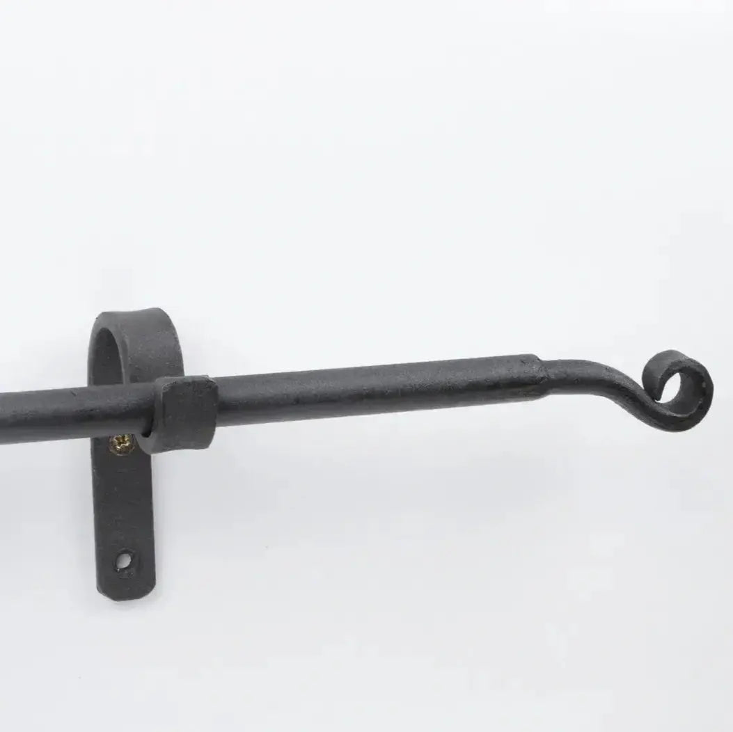 Wrought Iron Curtain Rod With Finials And Wall Supports, Wide Curtain Rods, DDP Express Shipping - AtlasFinest