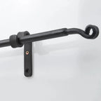 Wrought Iron Curtain Rod With Finials And Wall Supports, Wide Curtain Rods, DDP Express Shipping - AtlasFinest