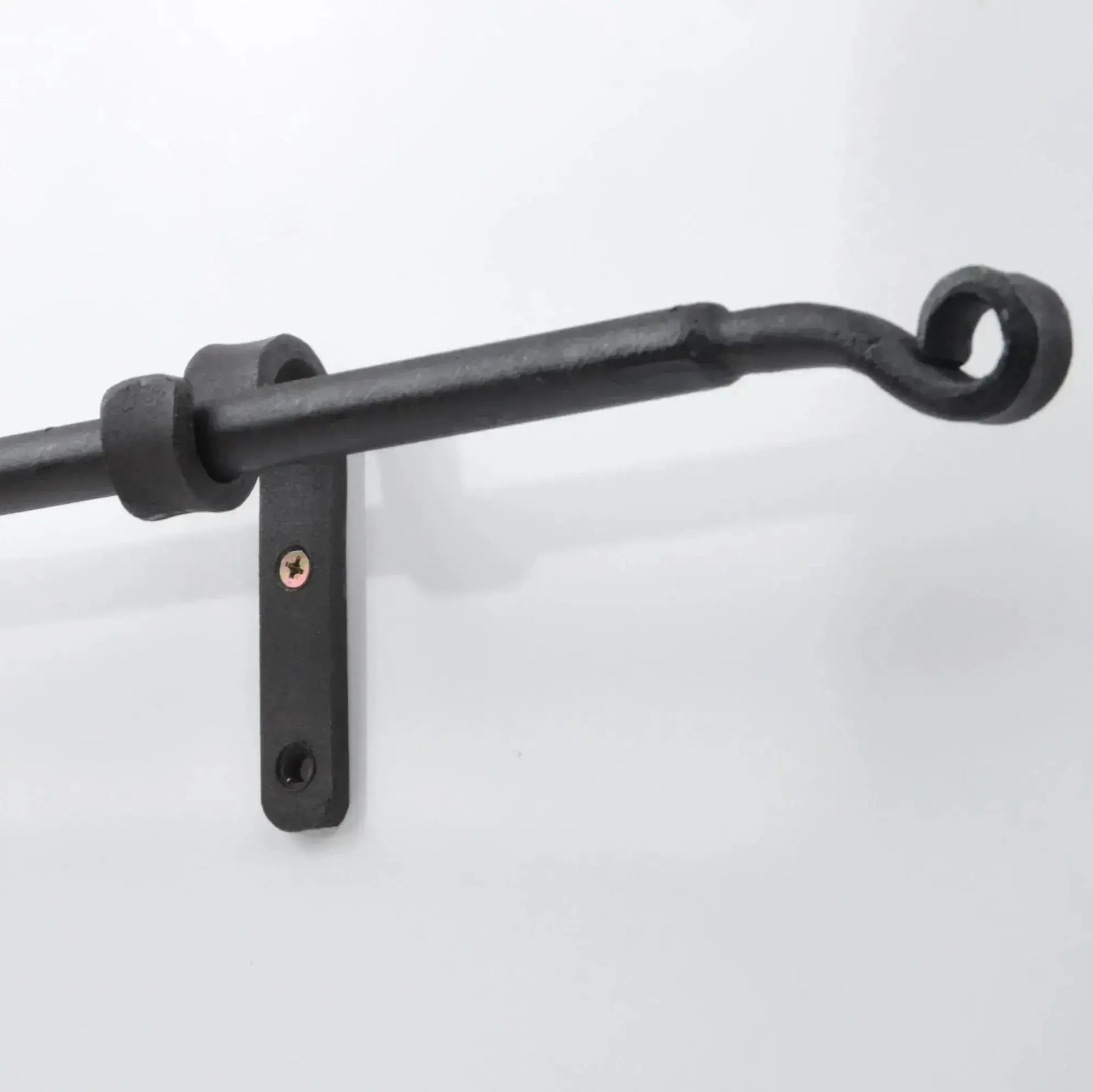 Wrought Iron Curtain Rod With Finials And Wall Supports, Wide Curtain Rods, DDP Express Shipping - AtlasFinest