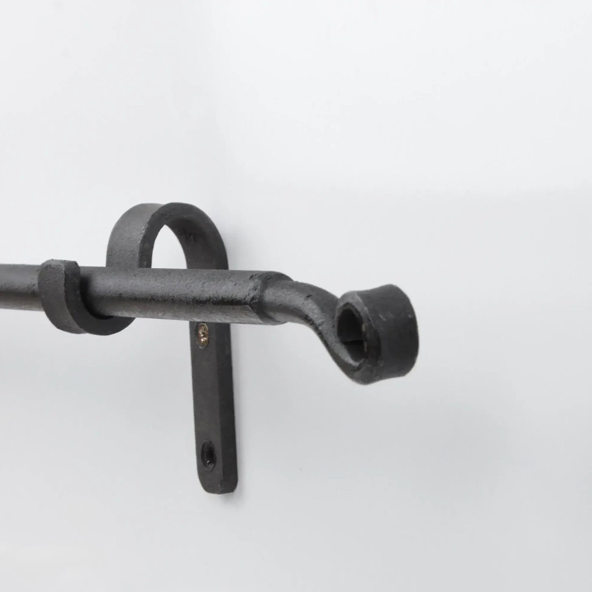 Industrial style black metal curtain rod with bracket