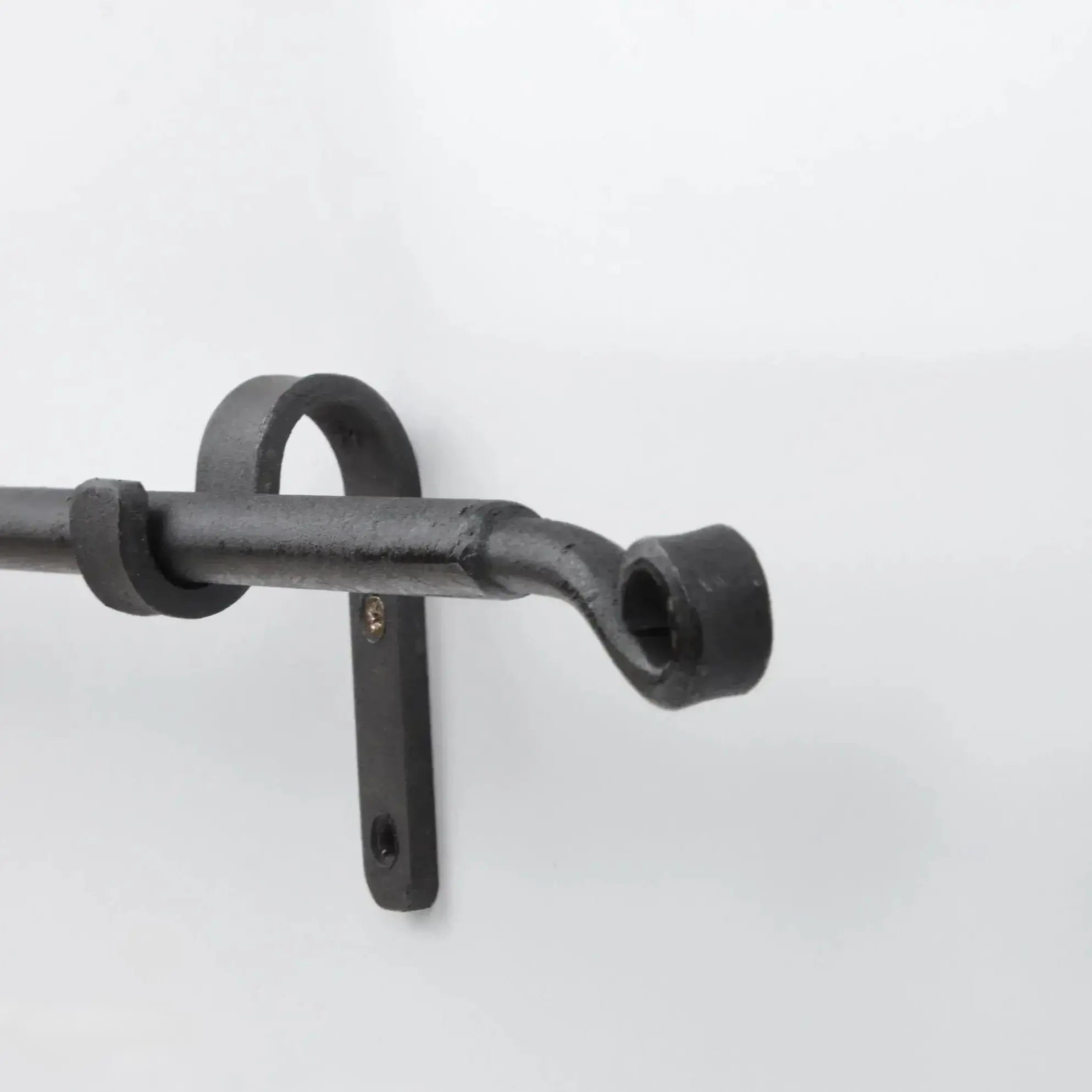 Wrought Iron Curtain Rod With Finials And Wall Supports, Wide Curtain Rods, DDP Express Shipping - AtlasFinest