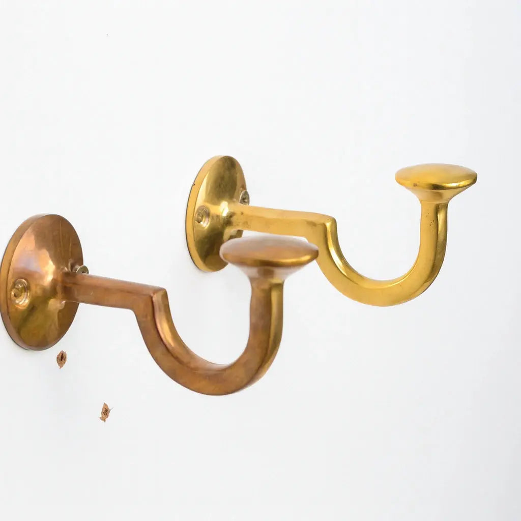 Handmade Solid Unlacquered Brass Wall Hook | Vintage Patina Coat Hook - AtlasFinest
