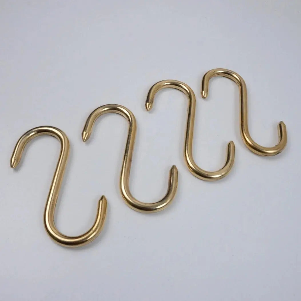 Unlacquered Brass S-Hooks For Rods - AtlasFinest