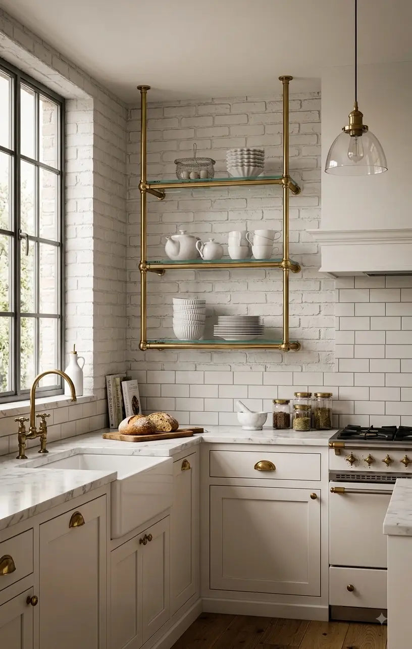 Solid Brass Shelving With Ball Joints, 30" x 50" x 10"