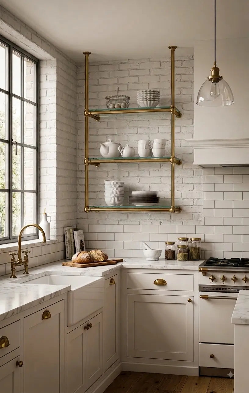 Solid Brass Shelving With Ball Joints, 30" x 50" x 10"