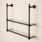 Dark Bronze Solid Brass Bistro Shelving with Glass, 2-Shelf Display Unit – 40″ Wide (Copy)