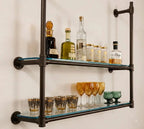 Dark Bronze Solid Brass Bistro Shelving with Glass, 2-Shelf Display Unit – 40″ Wide (Copy)