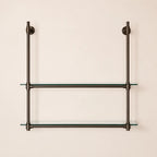 Dark Bronze Solid Brass Bistro Shelving with Glass, 2-Shelf Display Unit – 40″ Wide (Copy)