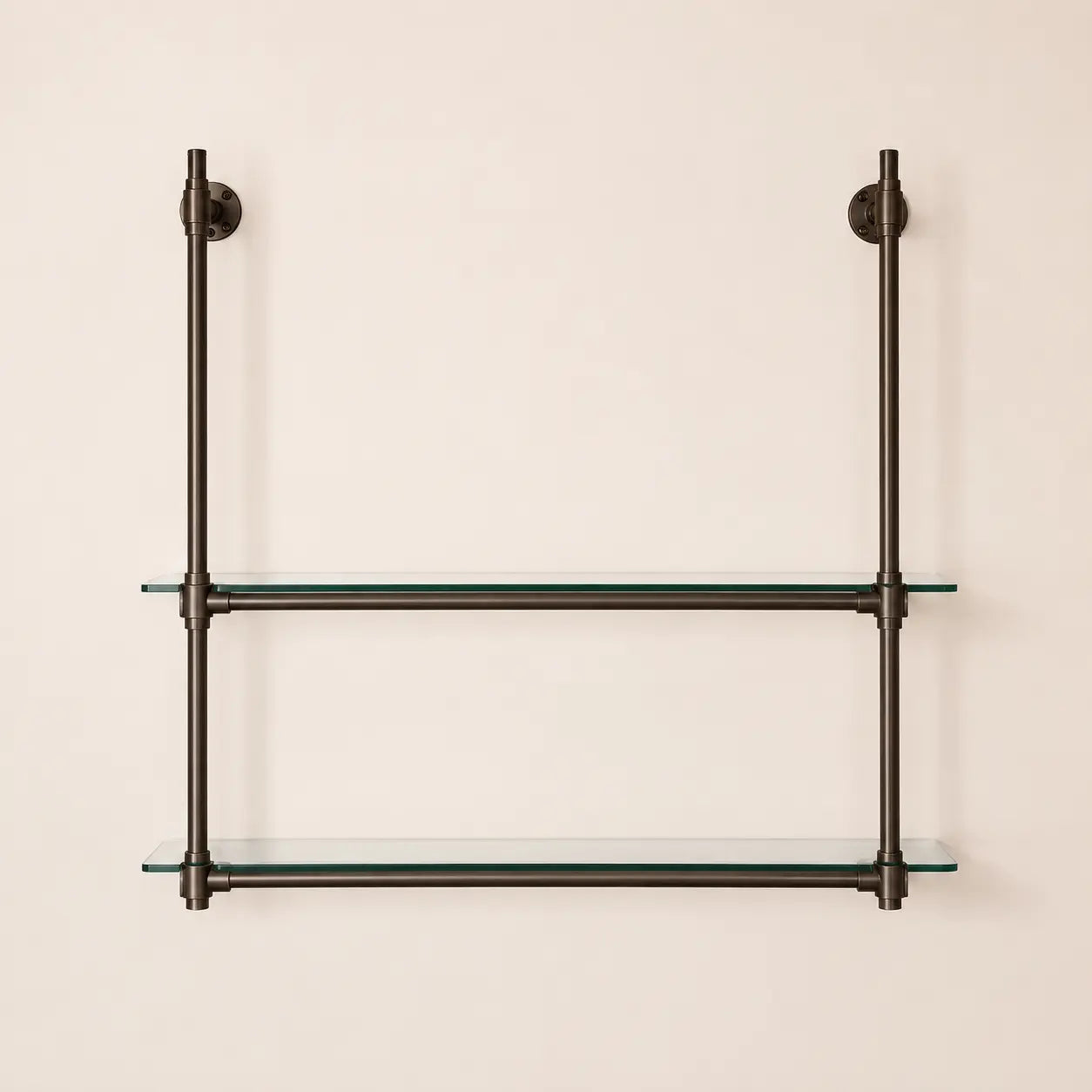 Dark Bronze Solid Brass Bistro Shelving with Glass, 2-Shelf Display Unit – 40″ Wide (Copy)