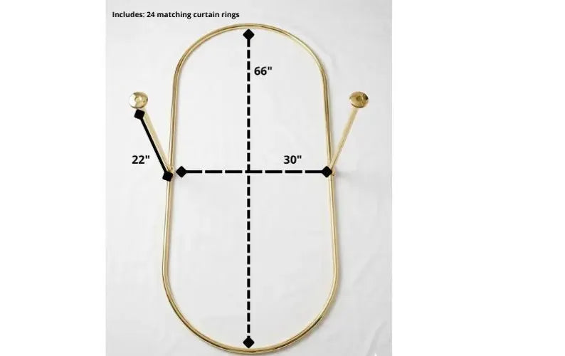 Solid Brass Oval Shower Curtain Rod – 20 mm Diameter with Brass Rings