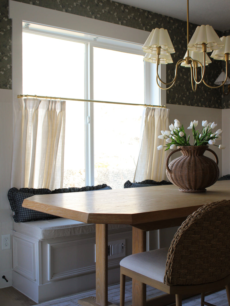 Unlacquered Brass Cafe Curtain Rod With Solid Brass Rings