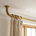 Ceiling Curtain Rod – French Return Curtain Rod With Brass Rings, Unlacquered brass