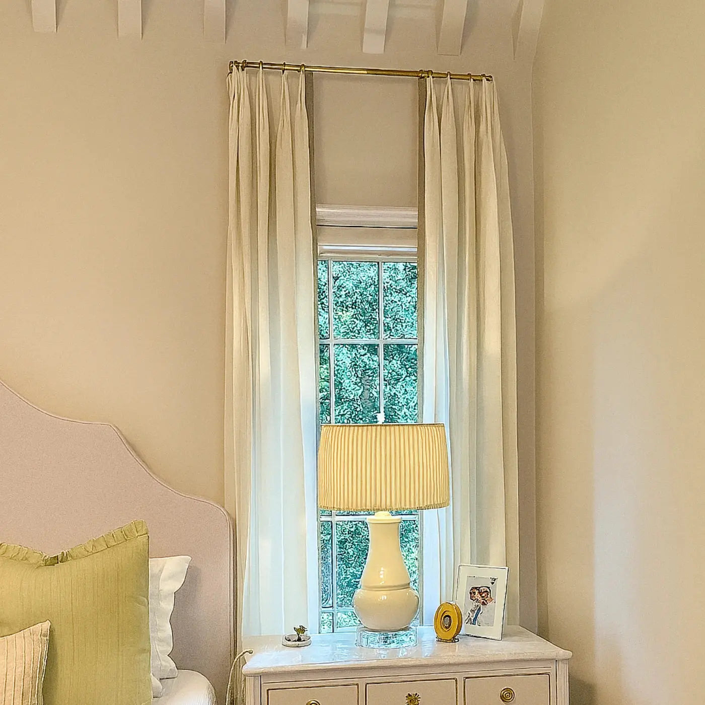 Unlacquered Brass Cafe Curtain Rod With Solid Brass Rings - AtlasFinest