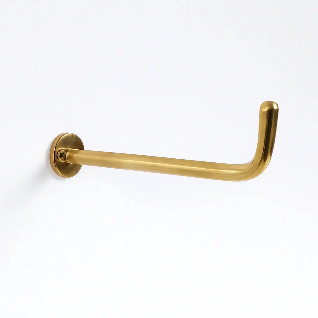Long Unlacquered Brass Hooks With Small Backplate - AtlasFinest