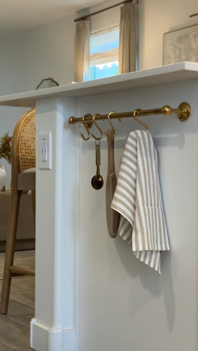 Unlacquered Brass Pot Rack, Solid Brass Kitchen Pot Rail
