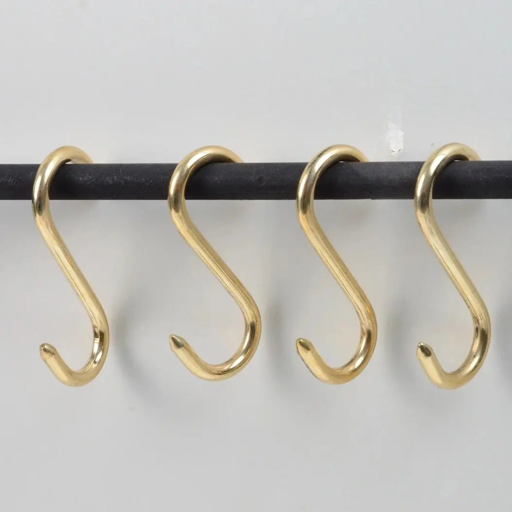 Unlacquered Brass S-Hooks For Rods - AtlasFinest