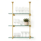Ceiling And Wall Mounted Shelving, Open Shelving With Glass For Kitchen, 50"H x 35"W × 10"D