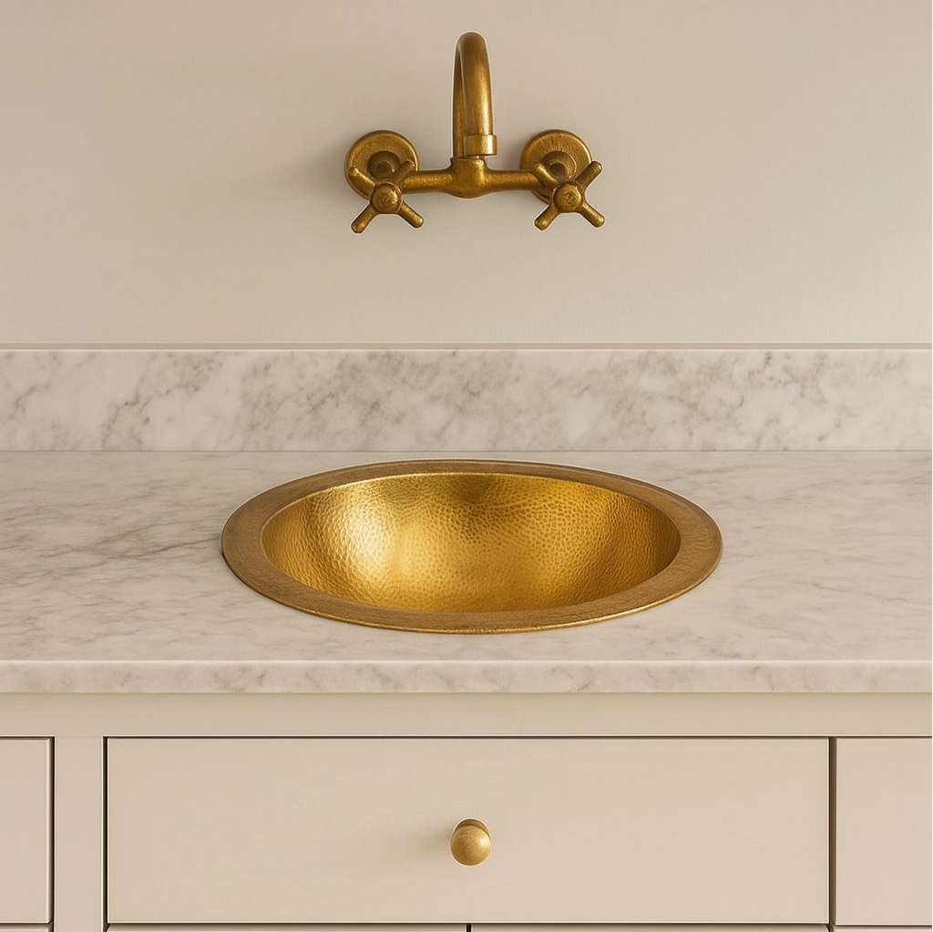 Hammered Round Brass Sink