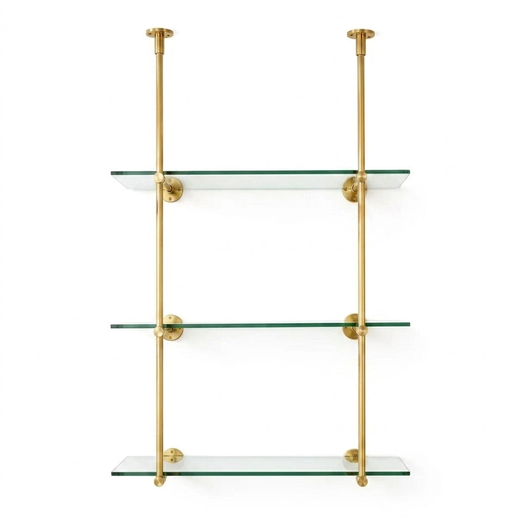 Open Brass Shelving, Ceiling and Wall Mounted Kitchen Shelving 40"H x 30"W × 10"D