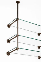 Ceiling And Wall Mounted Bronze Bistro Shelving | Solid Brass & Glass Display Shelves