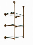 Ceiling And Wall Mounted Bronze Bistro Shelving | Solid Brass & Glass Display Shelves