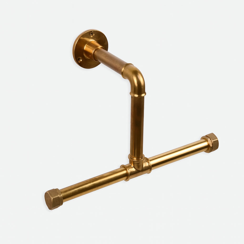 Rustic Brass Clothing Rod, Unlacquered Brass Clothes Rack