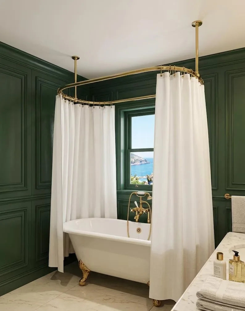 brass shower curtain rod - AtlasFinest