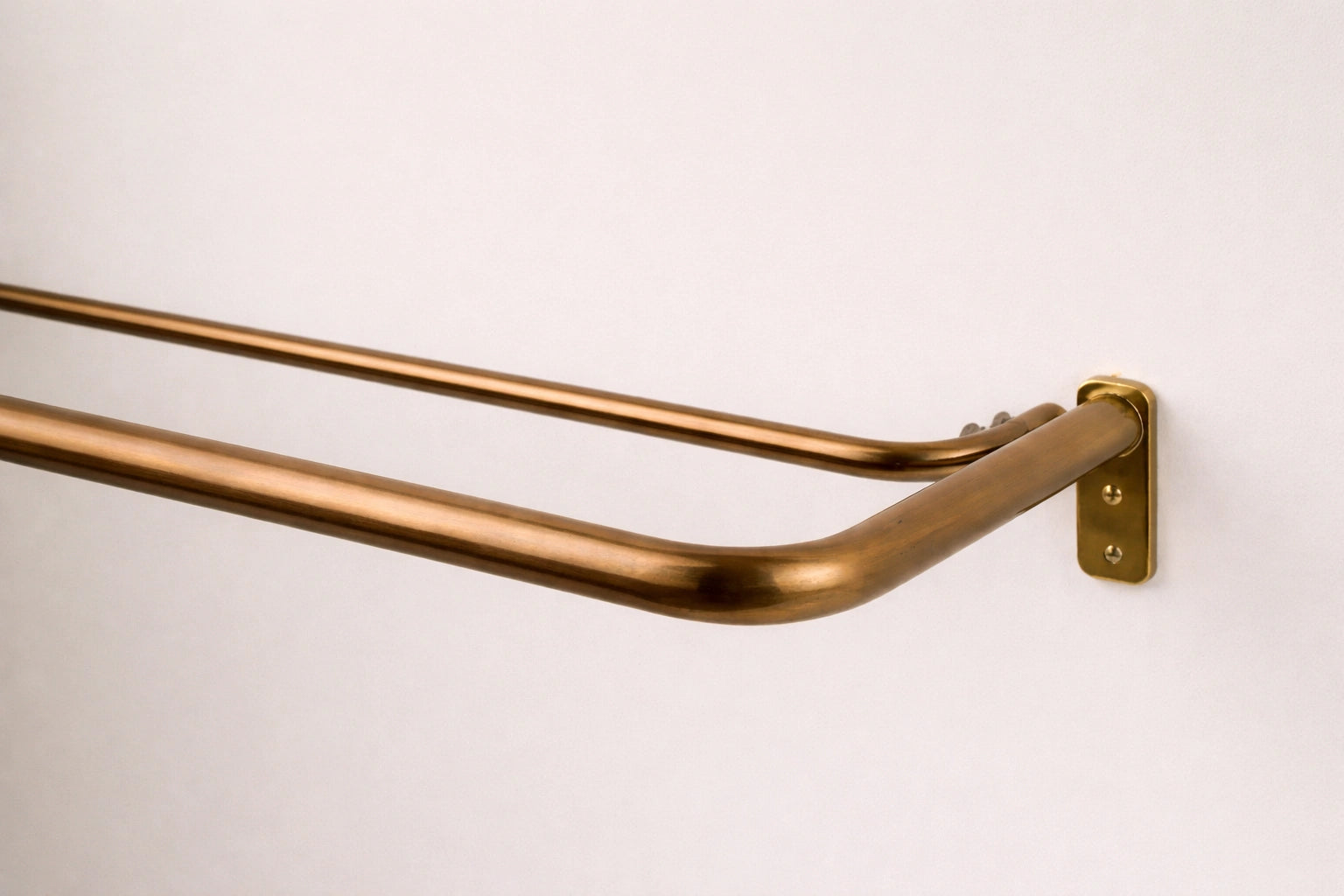 French Return Solid Brass Double Curtain Rod with Rings – Bronze Finish