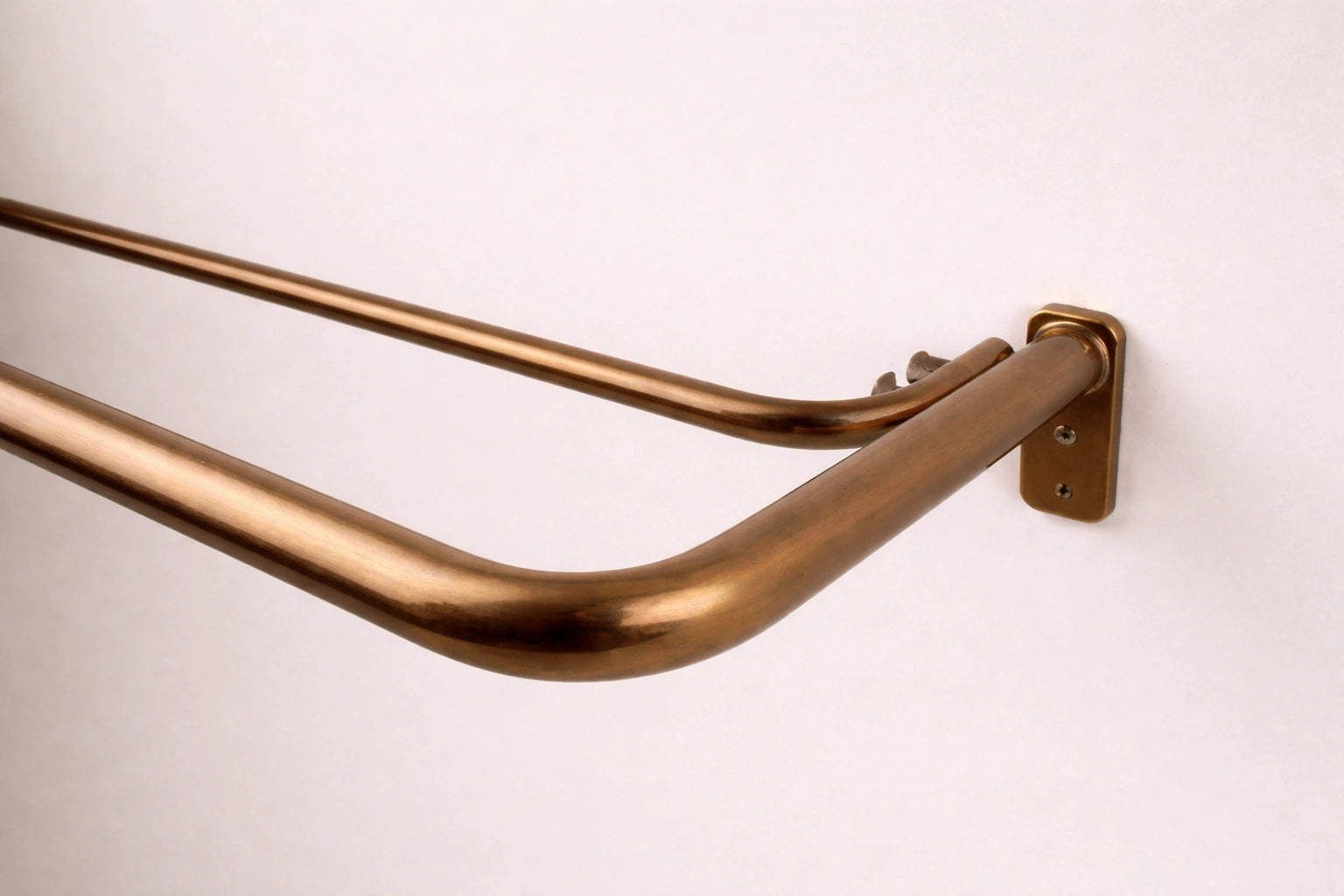 French Return Solid Brass Double Curtain Rod with Rings – Bronze Finish