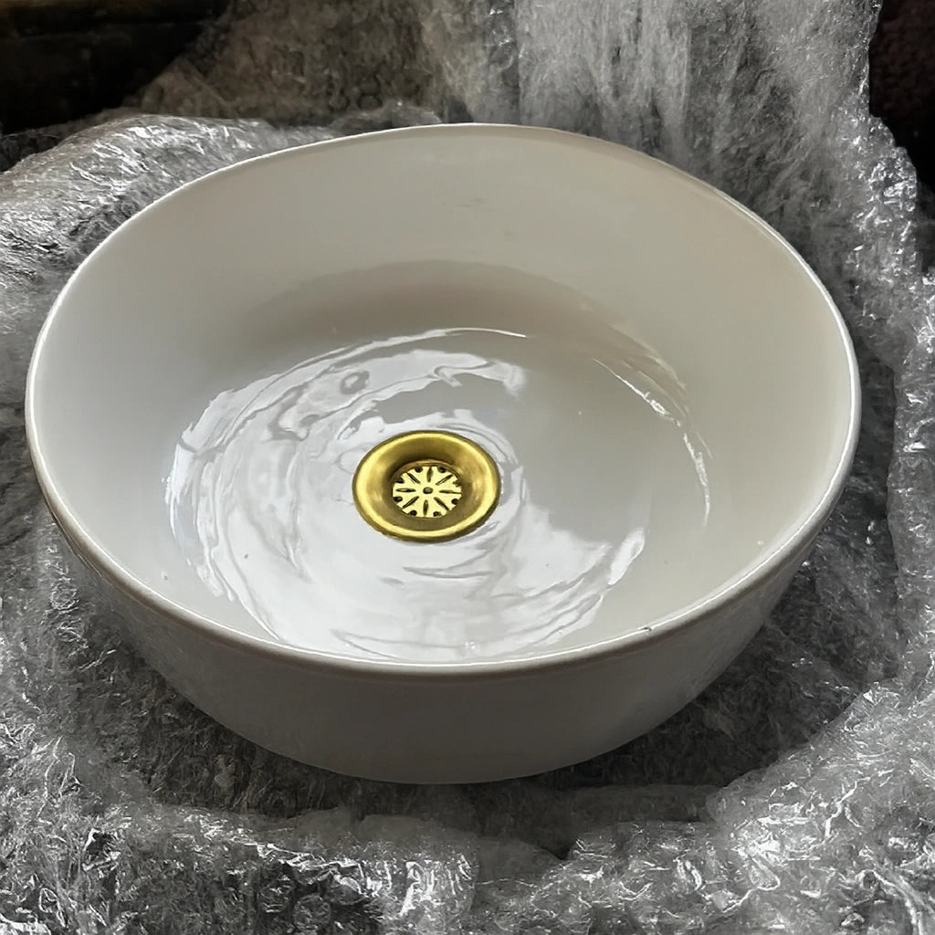 Handmade Cream White Bathroom Sink