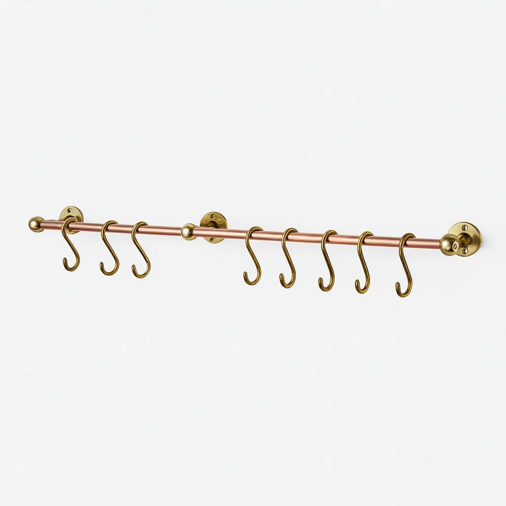 Unlacquered Brass S Hooks for Pot Rail, Antique Copper Pot Rack