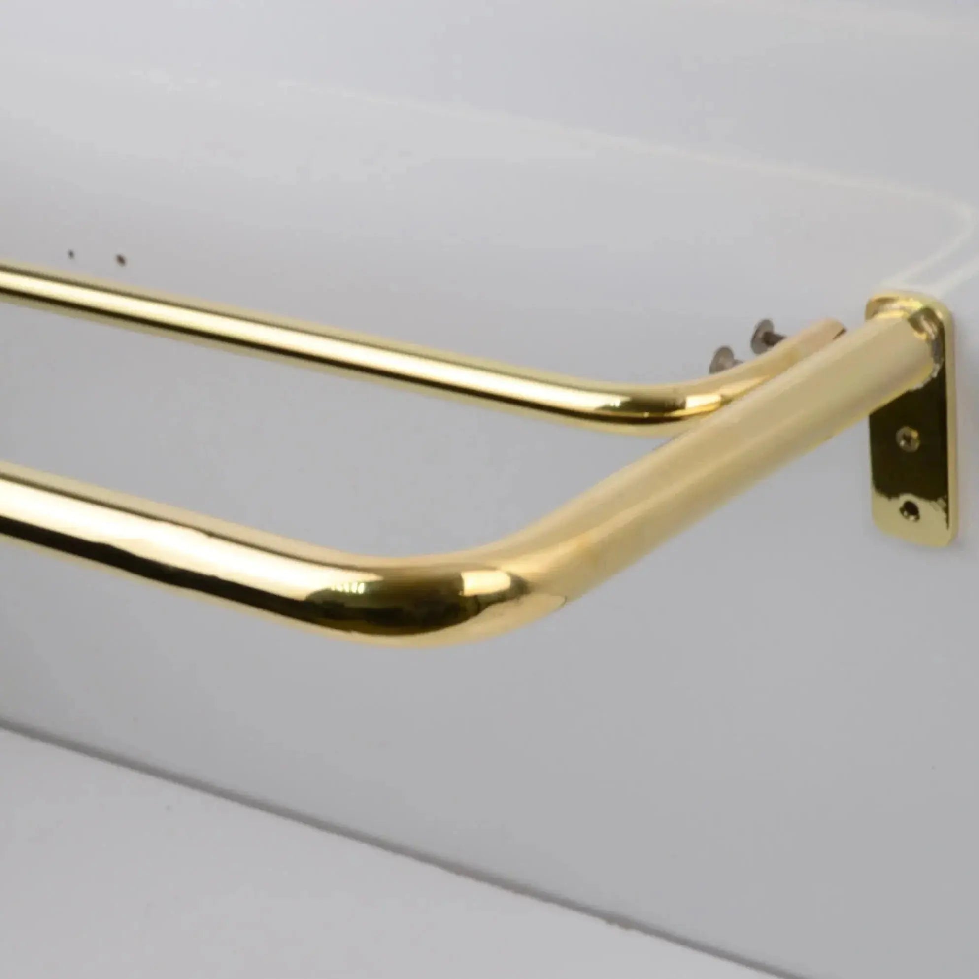 French Return Brass Double Curtain Rod With Solid Brass Rings For Drapery - AtlasFinest