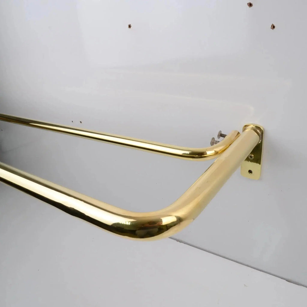 French Return Brass Double Curtain Rod With Solid Brass Rings For Drapery - AtlasFinest