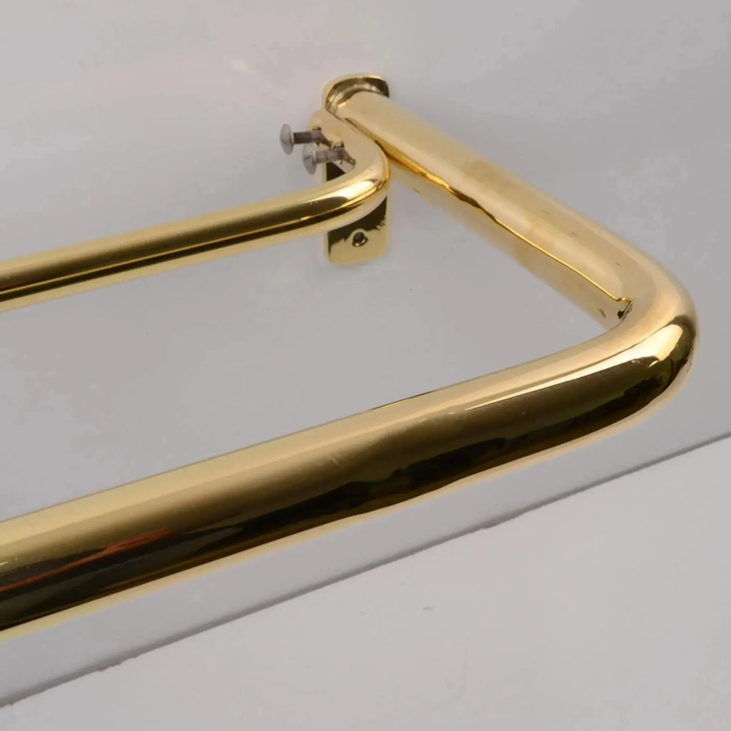 French Return Brass Double Curtain Rod With Solid Brass Rings For Drapery - AtlasFinest