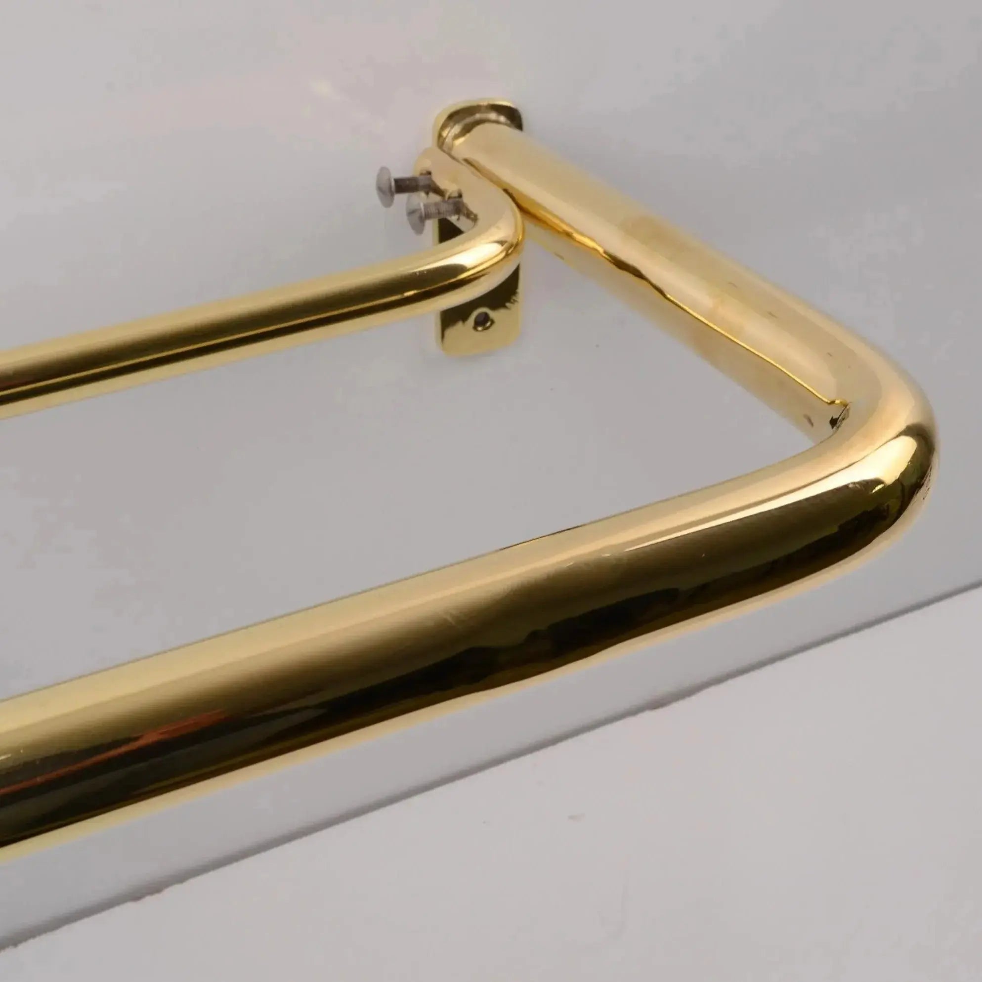 French Return Brass Double Curtain Rod With Solid Brass Rings For Drapery - AtlasFinest