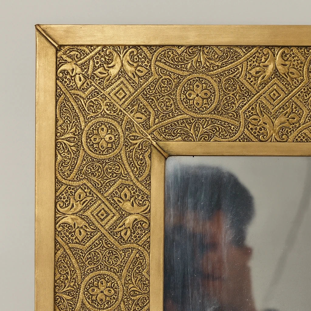 Full Length Framed Mirror, Handcrafted Brass Wall Mirror