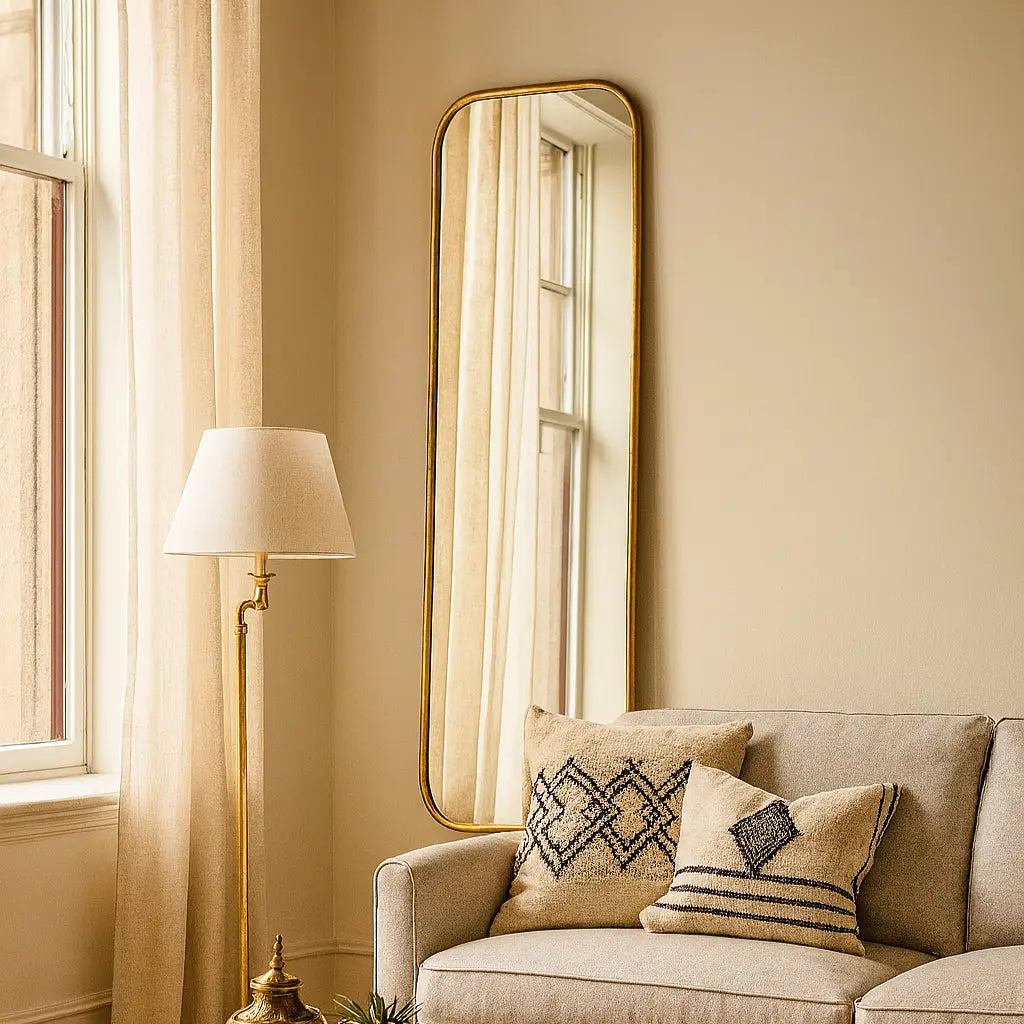 Full Length Mirror, Handcrafted Hanging Brass Large Wall Mirror - AtlasFinest