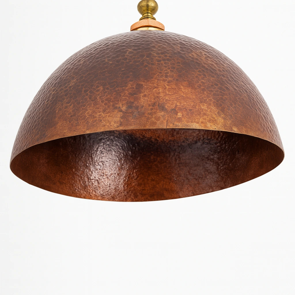 Set of 2  Copper Dome Pendant Lights