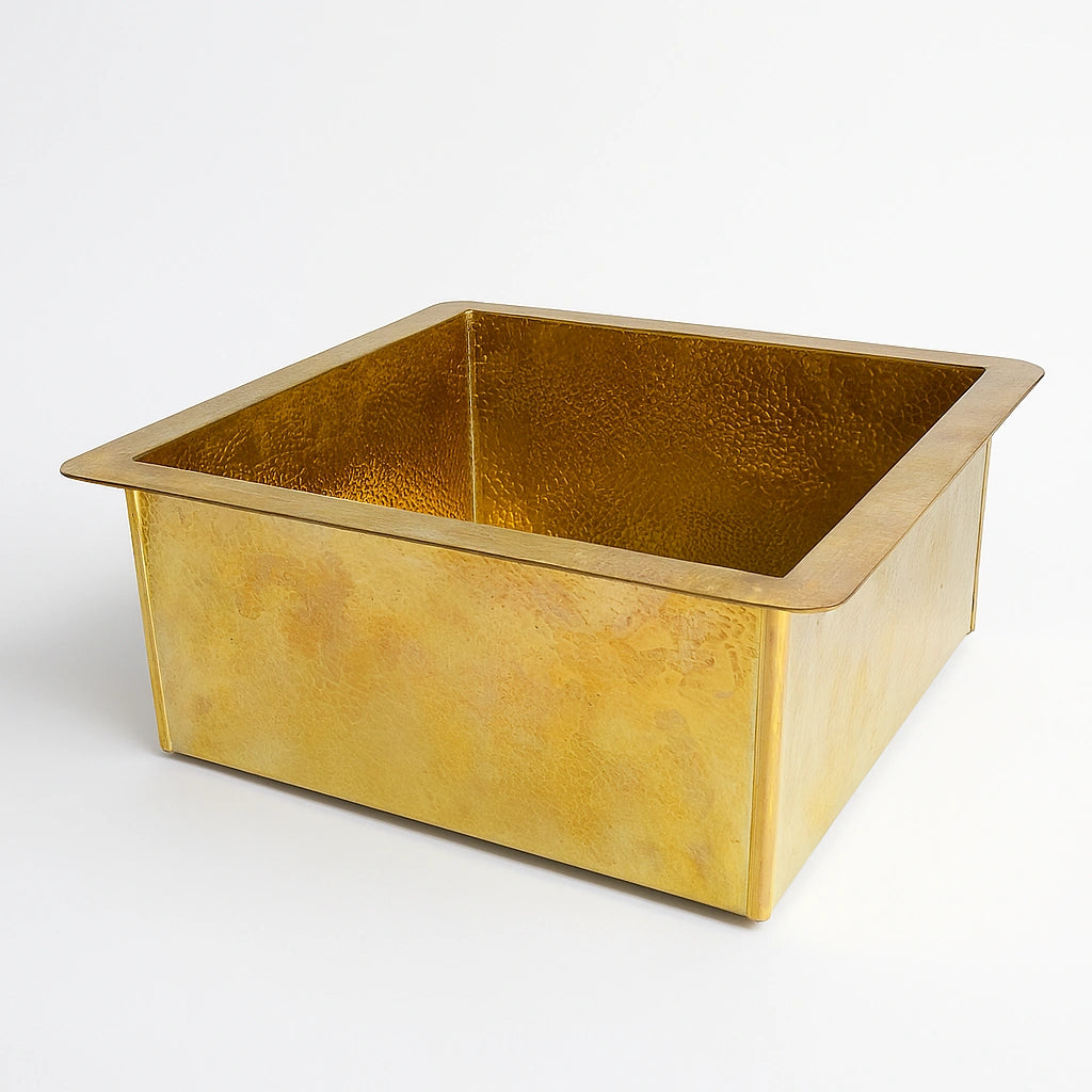 Hammered Brass Square Sink