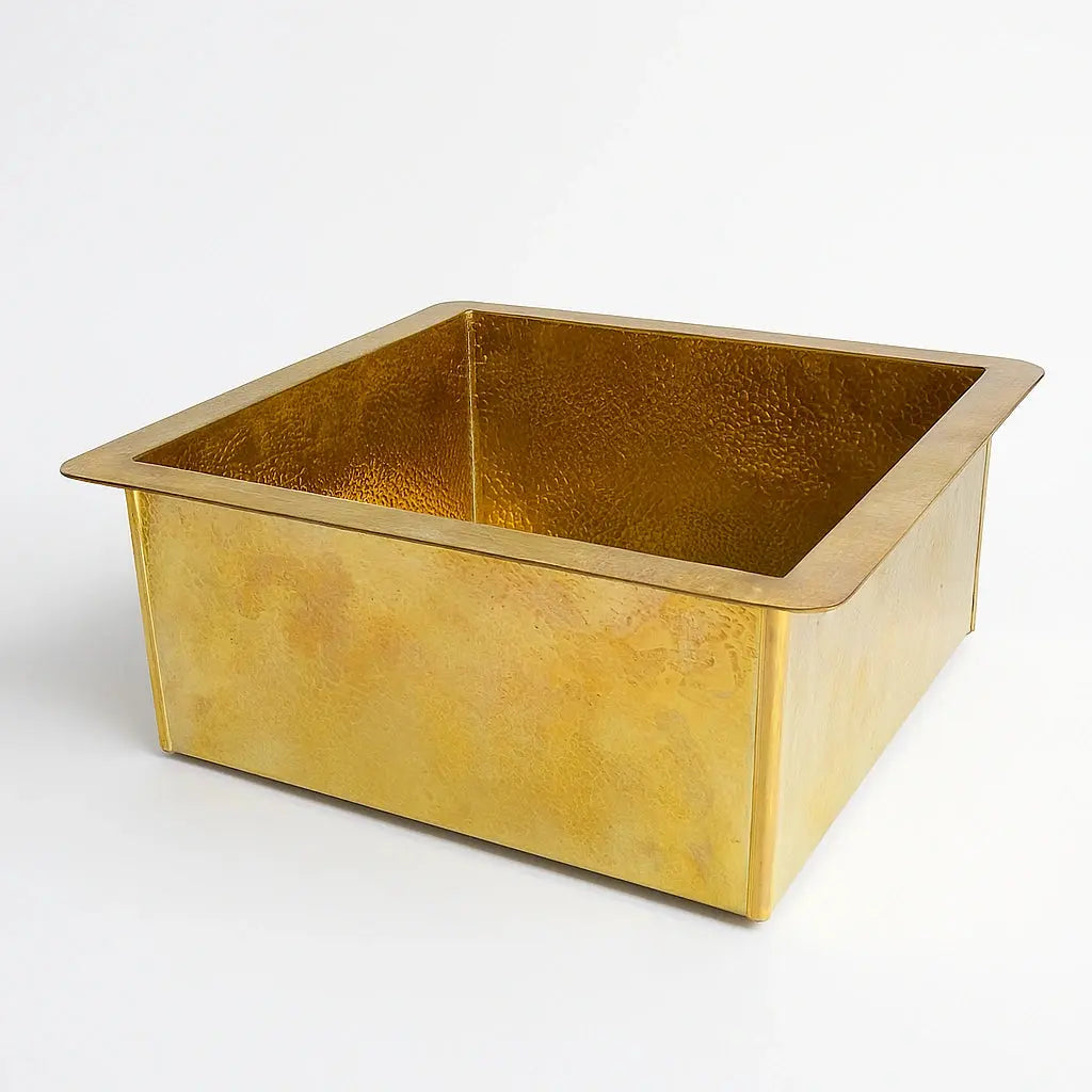 Hammered Brass Square Sink - AtlasFinest